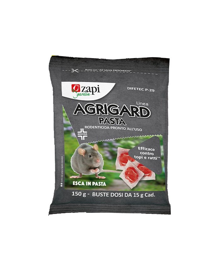 Zapi Agrigard Pasta, Esca Topicida  Bocconi Per Topi, Ratti e Arvicole Veleno Rodenticida