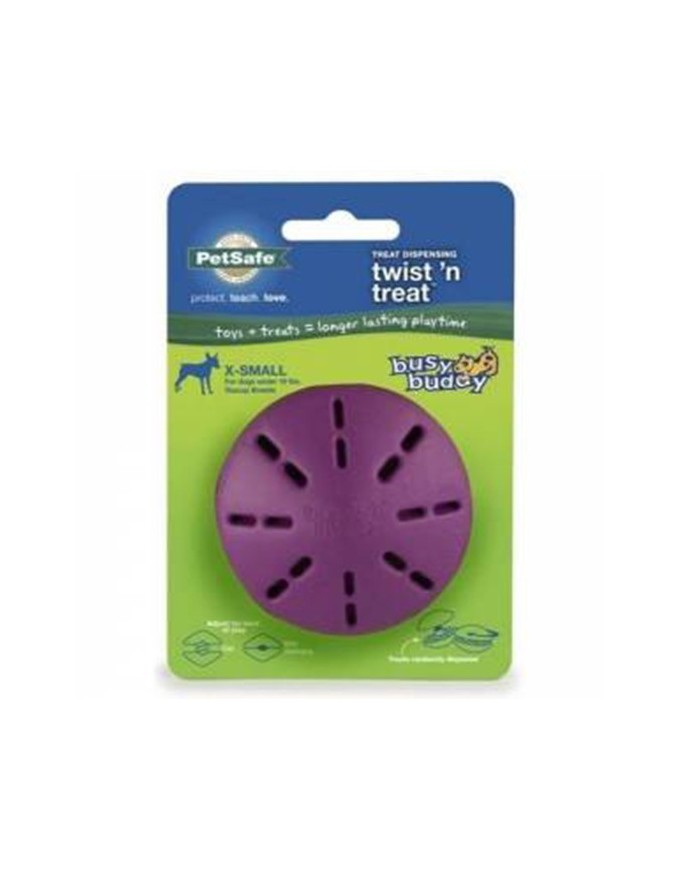 Busy Buddy Disco Viola Educativo Twist 'n Treat Dispenser Cibo Gioco Per Cane