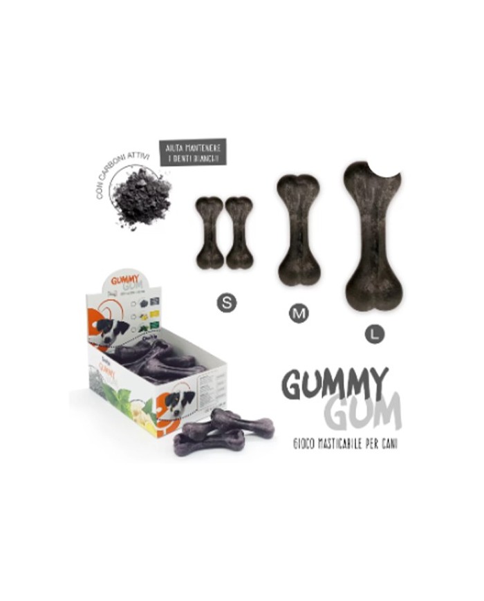 Mantovani Gummy Gum Gioco Osso da Masticare Per Cani Con Carboni Attivi