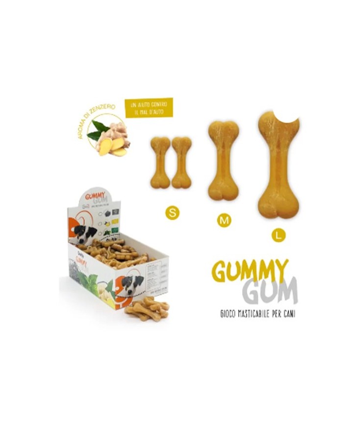 Mantovani Gummy Gum Gioco Osso da Masticare Per Cani Con Zenzero