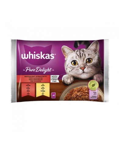 Whiskas Gatto Umido  Pure Delight  in Gelatina Multipack 4 x 85 gr Whiskas Gatto Umido  Pure Delight  in Gelatina Multipack 4 x 85 gr