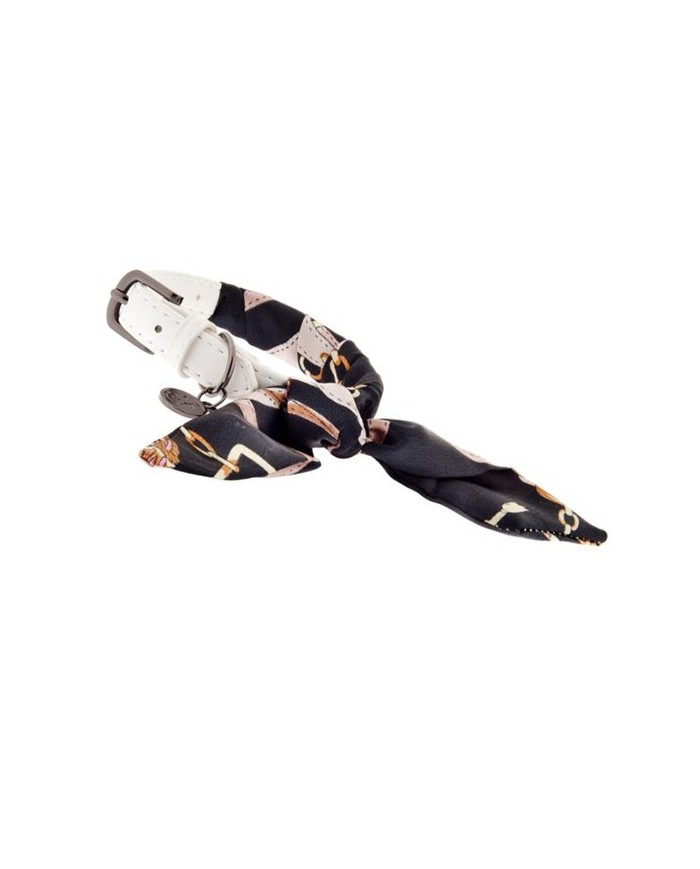 Ferribiella Tosca Collare + Guinzaglio in Seta e Ecopelle Per Cani