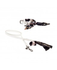 Ferribiella Tosca Collare + Guinzaglio in Seta e Ecopelle Per Cani