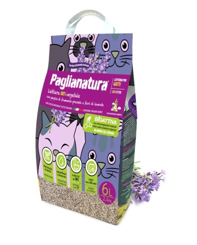 Paglianatura Lettiera Gatti Bioattiva Lavanda 2.4Kg/6Lt